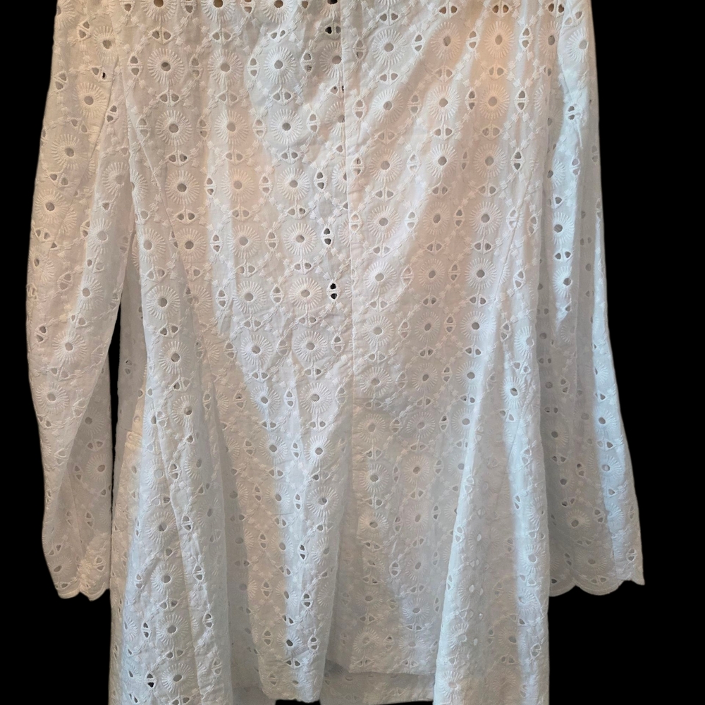 NWT Zara White Eyelet Blazer XL - Picture 6 of 6